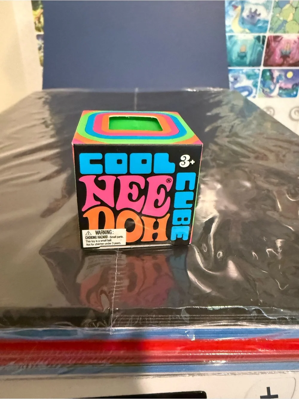Neon Multi-Color Cube Toy with Bright Green Center